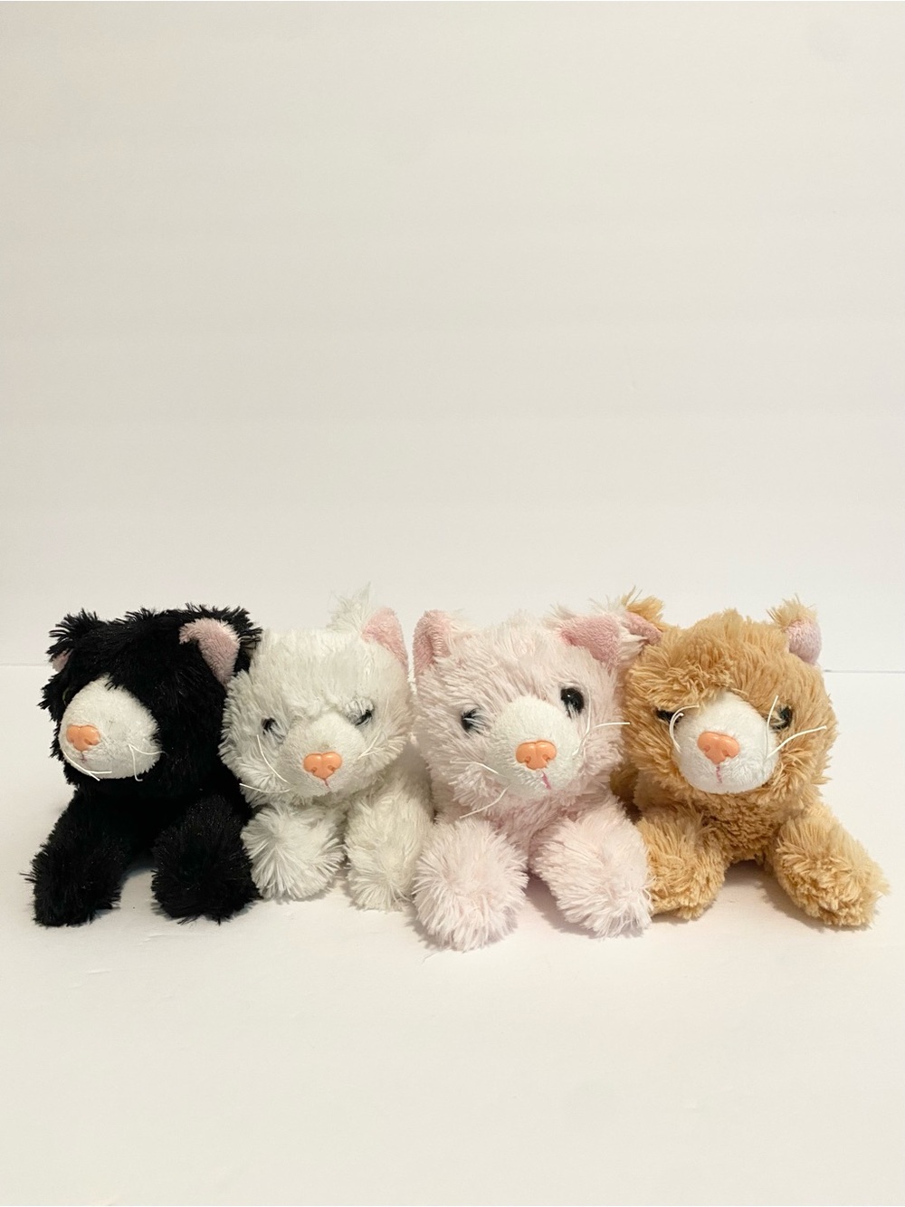 Prextex Plush Kittens Cats Lot Of 4 Gray Orange Black Pink 7" Pocket Kittens